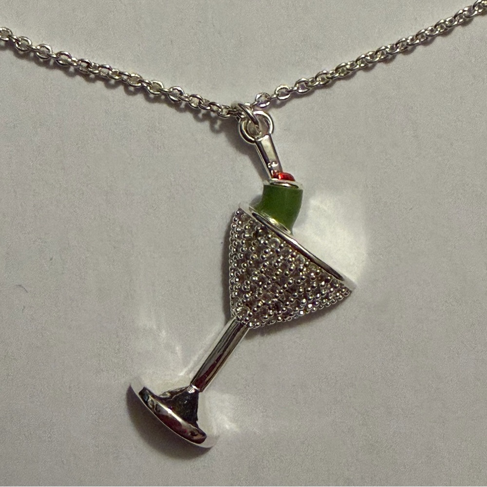 Silver Martini Glass Pendant Necklace